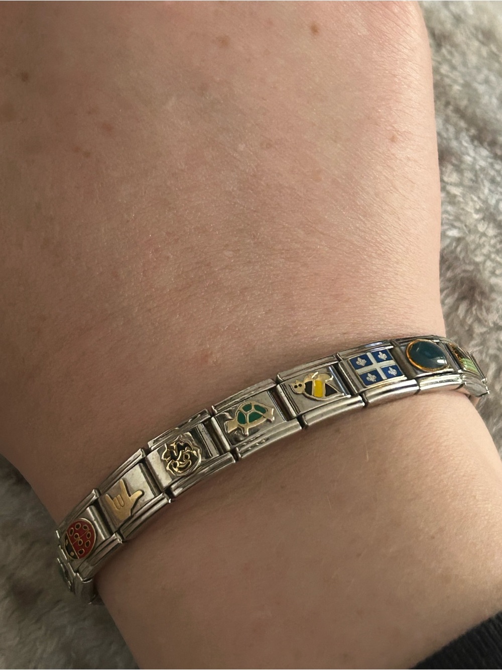 Original italian charm bracelet with 13 charms